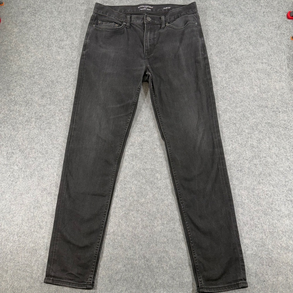 Banana Republic Travel Jean Mens 31x32 Slim Fit Washed Black Stretch Denim Pants